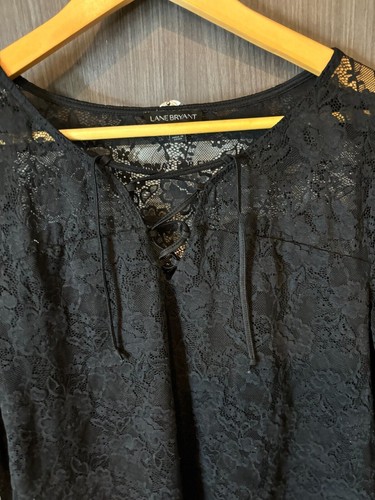 Lane Bryant Spitzentop Damen 14/16 gefüttert Blumen Schnürung witchy dark goth schwarz - Bild 13 von 16