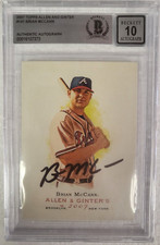 2007 TOPPS ALLEN AND GINTER BRIAN MCCANN BRAVES SIGNED #141 CARD BECKETT 10 AUTO