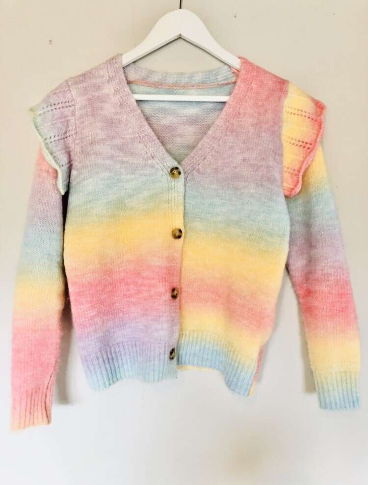 Womens Rainbow Ombre Frill Shoulder 