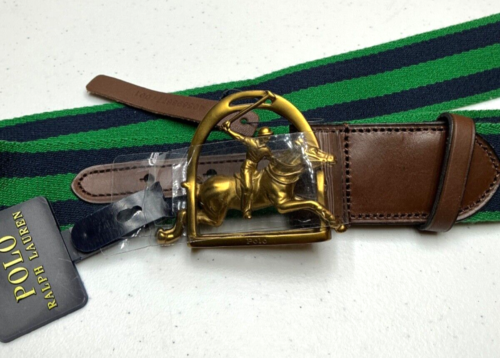 Polo Ralph Lauren EQUESTRIAN STIRRUP BUCKLE Stripe Belt Size 34
