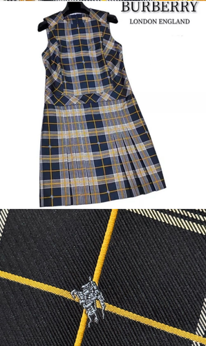 Abito a tubino Burberry nuovo con etichette $1250 Alana NAVY CHECK - taglia US 8 UK 10 42EU - Foto 4 di 11