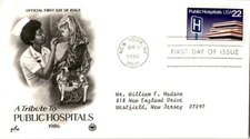 US FDC First Day Cover 1986 Tribute to Public Hospitals