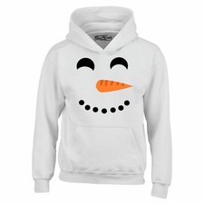 Happy Smiling Snowman Hoodies Fun Cute Christmas Costume Xmas Sweatshirts