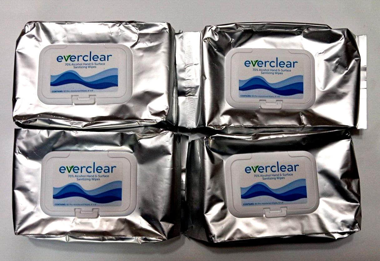 4 PACKS of 80  WIPES (320 Total) Multi-Purpose Sanitary/Disinfectant Wipes