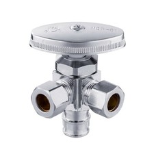 10 PCS Dual Outlet Angle Stop Valve1/2" Pex-A Expansion 3/8" x3/8" Compression