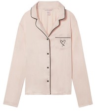 Victoria's Secret Satin Long Sleeves Pajama Top Beige
