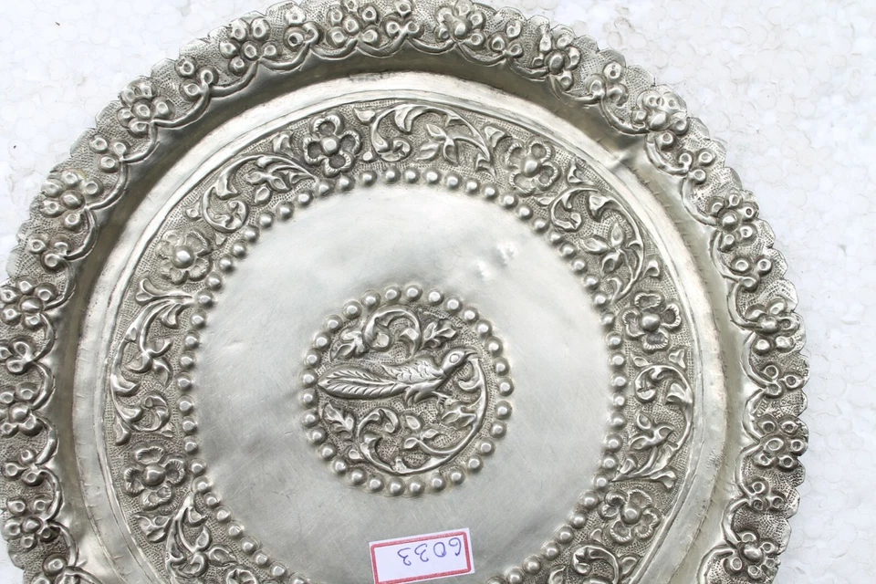 Antique Old German Silver Embossed Bird Engraved Decorative Plate NH6033 - Image 4 of 4