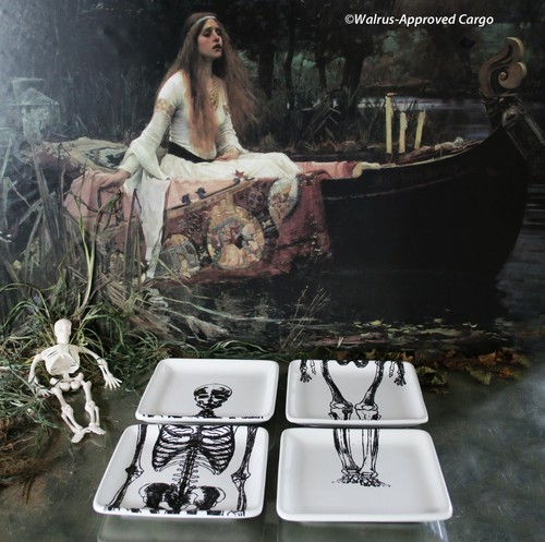 WILLIAMS-SONOMA SKELETON SECTION PLATES (4) -NIB- DISHWARE THAT DOES A BODY GOOD - Picture 3 of 12