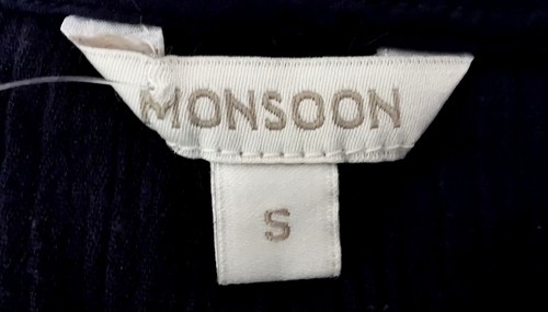 MONSOON Navy 100% Cotton Maxi Dress Size Small Embroidered Indian Mirror Work - Picture 15 of 24