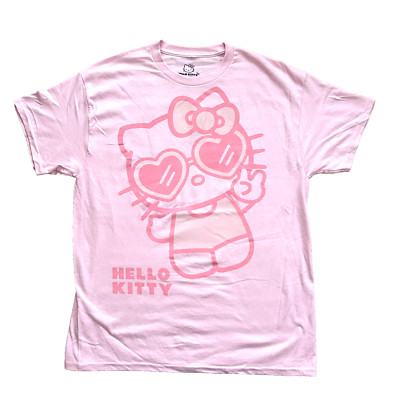 NWOT Hello Kitty Peace Heart Sunglasses Tee T-Shirt L Pink
