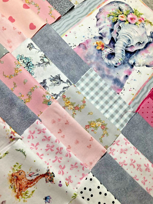5''  Little Darlings . Pre-cut QUILT KIT-tons Of PINK &Gray
