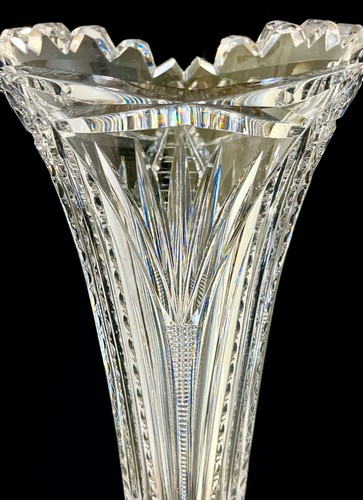 American Brilliant Cut Crystal Glass Flute Vase SAW TOOTH RIM 12” TALL: EAPG - Picture 19 of 19