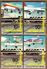 Antigua 1982 - Airports Aviation Flight - Set of 4 Stamps - Scott #653-6 - MNH