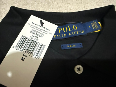 POLO RALPH LAUREN SLIM FIT BLACK SOFT TOUCH POLO T SHIRT MEDIUM