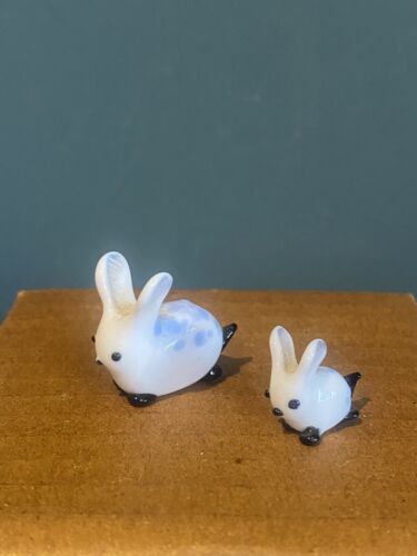 Tiny Art Glass Miniature Rabbit Bunny Hand Blown Figurines Animal - Picture 4 of 7
