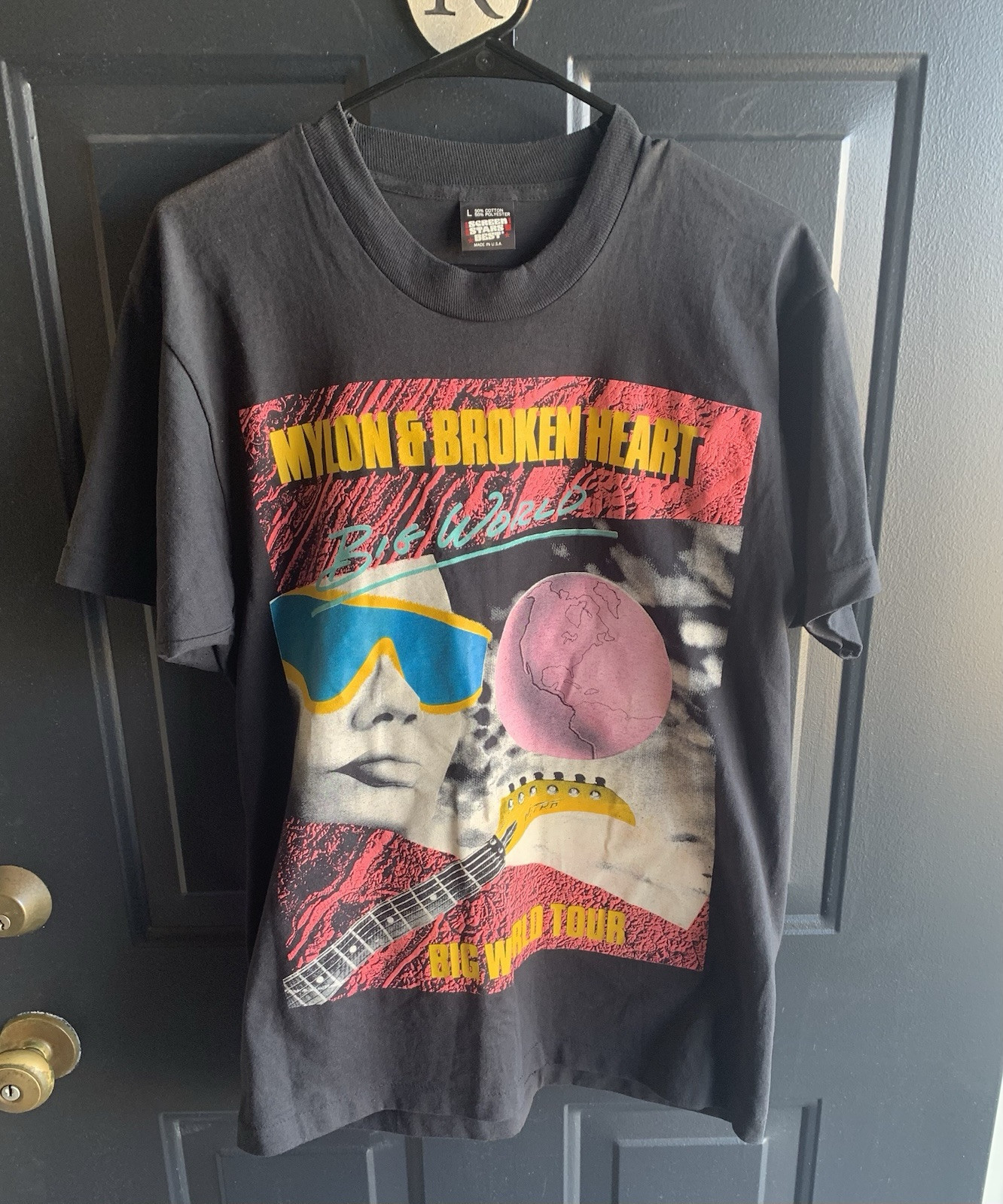 Mylon & Broken Hearts 80s Big World Tour Band Tee Size L Single Stitch 