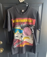 Mylon & Broken Hearts 80s Big World Tour Band Tee Size L Single Stitch 