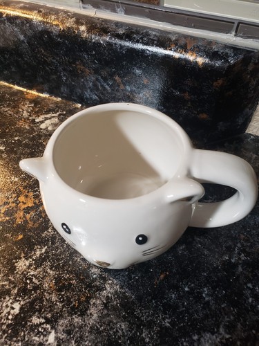 Tazza gatto in ceramica con orecchie e naso dorati ~ alta 3" - Foto 3 di 12