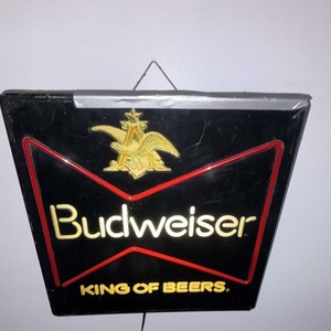 Budweiser King of Beers Black Lighted Hanging Sign Breweriana Theme Decor