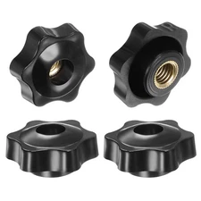 4pcs Star Knobs M10 Thread 38mm Head Through Hole Clamping Handles Black
