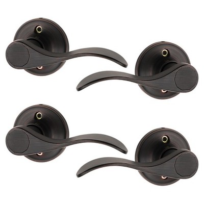 Probrico 4 Pack Dummy Door Lever Wave Style Leverset Right and Left Handed Oil