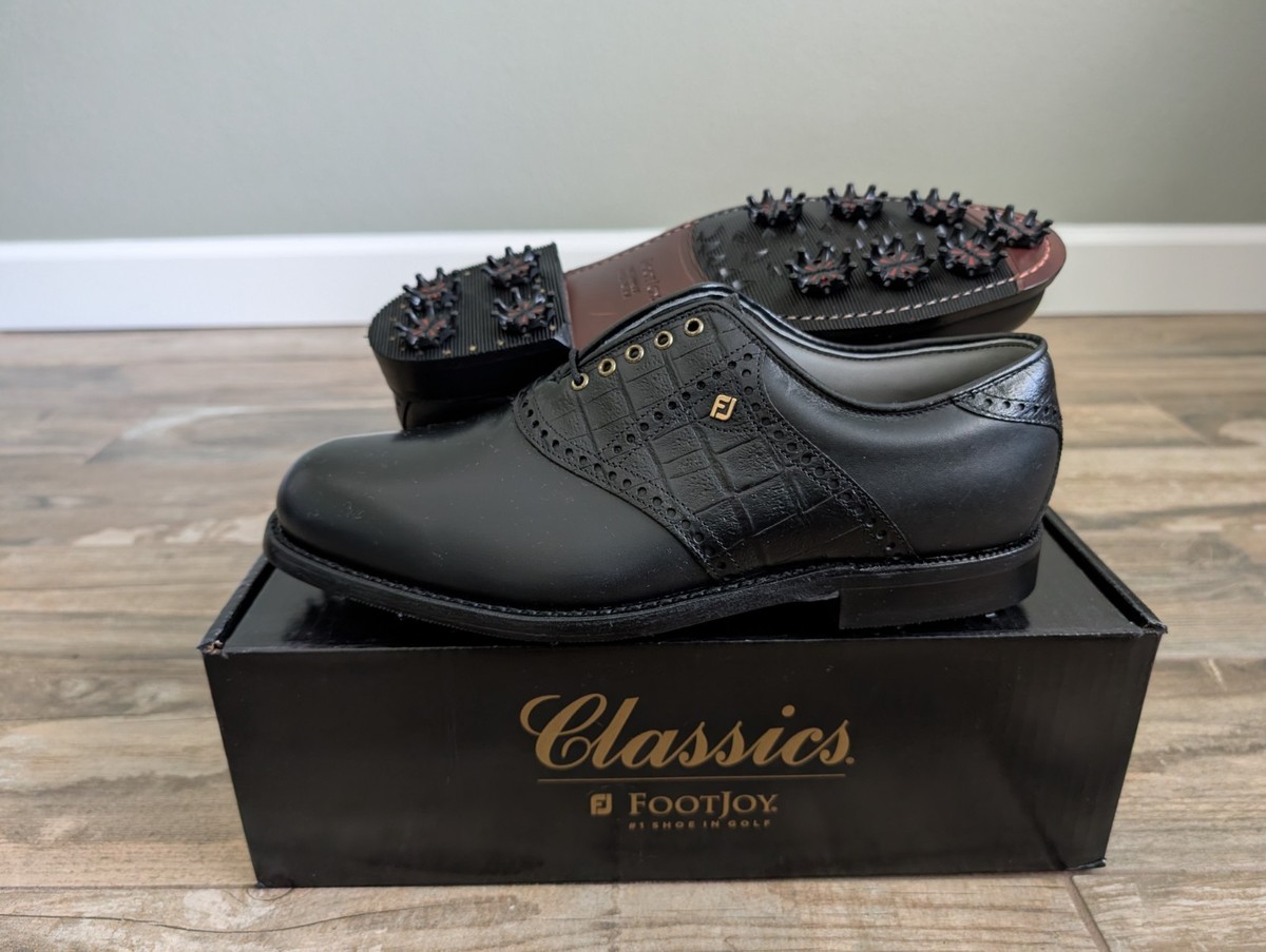 NEW Footjoy Classics Dry Premiere Mens Golf Shoes 50616 BLK/BLK Croc 10.5D  | eBay