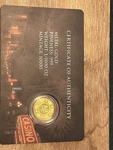 Gold Roulette Wheel Collectible .999 Fine 1/1000 oz Coin Certificate very rare🔥