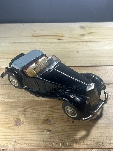 Vintage 1950's Bandai MG TF Litho Tin Model Car Made In Japan Black