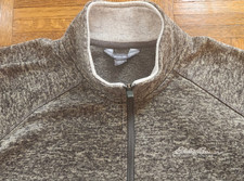 EDDIE BAUER Better Sweater 1/4 ZIP Pullover, Heather Charcoal, Men's XL, Logo