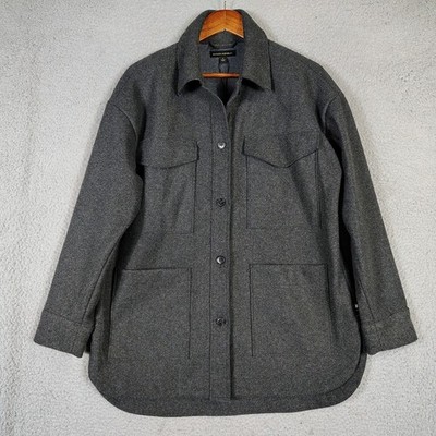 Banana Republic Jacket Men's Small Gray Structured 4 Pocket Shacket Button Front