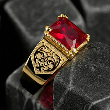 Natural Ruby Gemstone with 925 Sterling Silver Ring for Men's Ring Men's Jewelry