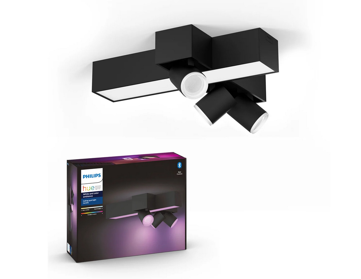 Philips Hue Centris 3er Spotleuchte, Innenbeleuchtung, Kreuzform, Schwarz | White & Color Ambiance, LED, 16 Mio. Farben, dimmbar, App-steuerbar, Smart Home - Bild 2