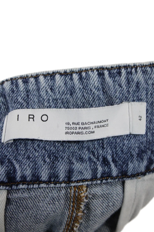 Pantalones Cortos Mujer IRO Denim Tiro Alto Plisados Frontales Azul Algodón Talla 42 EUR Foto 4 de 4