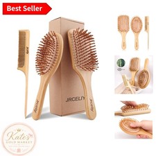 Luxury 3-Piece Bamboo Hair Brush Set - Effortless Detangling for Every Hair Type