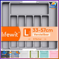 Besteckkasten Verstellbar 6-8 FäCher Grau KüChenorganizer FüR Schubladen