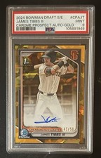 James Tibbs III 2024 Bowman Draft Chrome Prospect Sapphire Gold Autograph PSA 9