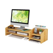 Monitor Stand Riser, 2 Tiers Wood Monitor Riser Stand with Storage Organizer,...