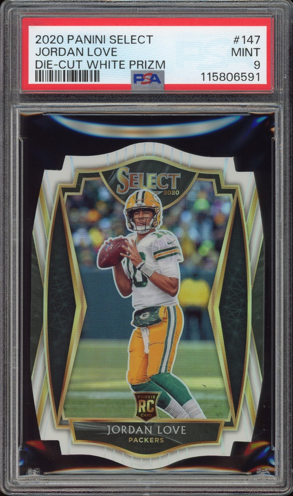 Jordan Love (RC) #147 White Die-Cut Prizm - 2020 Panini Select - PSA 9 - Packers