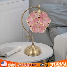 Bedroom Floral Shape Desk Light, Stained Glass Table Lamp 110V Flower Table Lamp