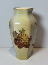 Royal Worcester Palissy Royale Fruit Hexagonal Vase Gold Gilt 12cm