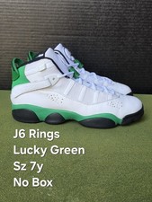 Jordan 6 Rings Lucky Green Boys' Mid Top Sneakers White/Green/Black Size 7Y