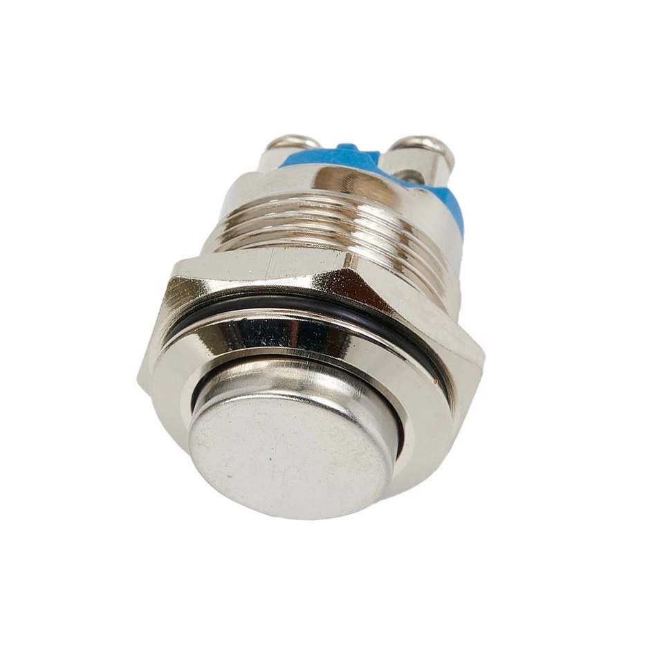12V 16mm Metal Waterproof Push Button Momentary On&Off Horn-Switch Silver - Image 4 of 4