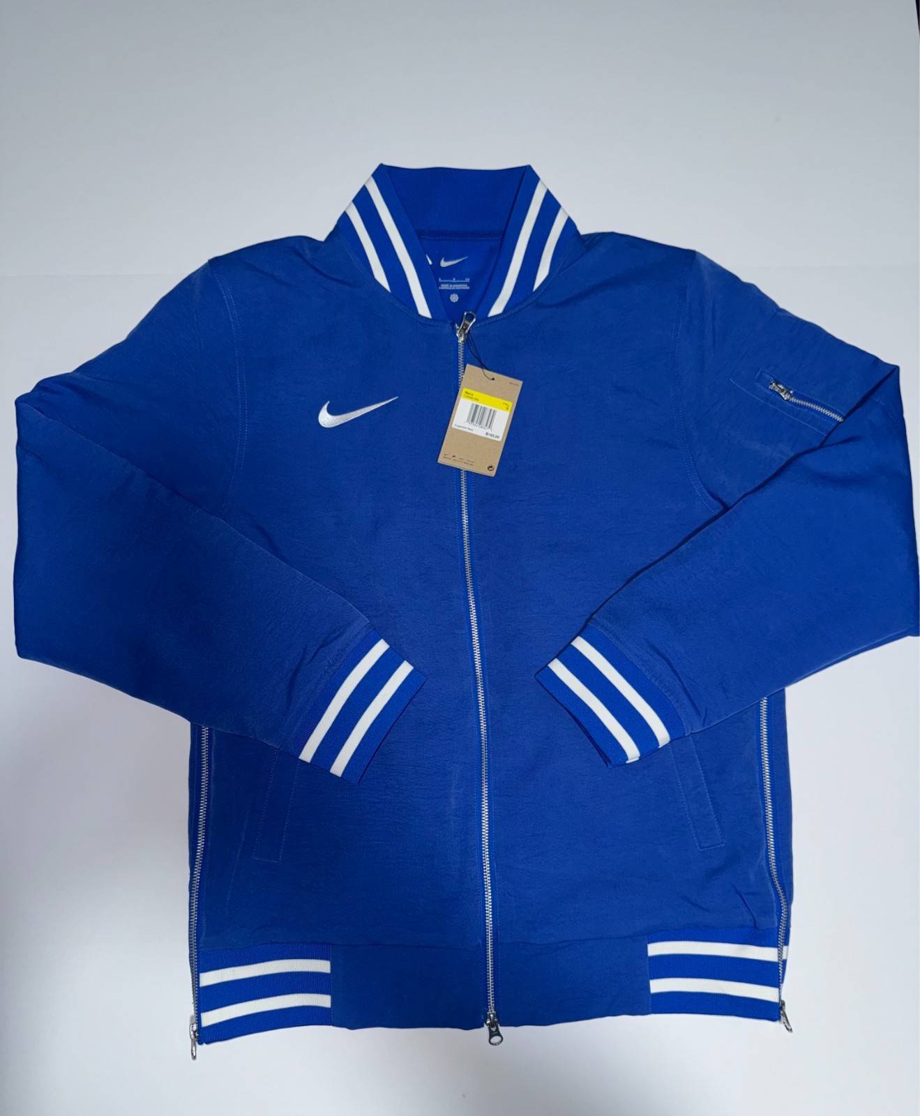 Nike Sideline Varsity Bomber Jacket Men’s Small Blue Full Zip FJ9569‑480