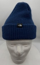 The North Face Beanie Mens One Size Blue Knit Cuffed Logo USA Winter Outdoor
