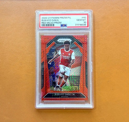 Bukayo Saka [Red Mojo Prizm] #40 2020 Panini Prizm Premier League card