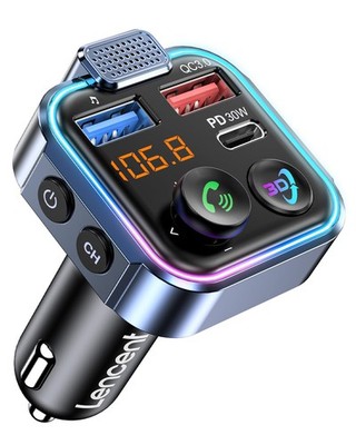 LENCENT Bluetooth 5.3 FM Transmitter, Drahtloser Radio Adapter mit Typ-C PD