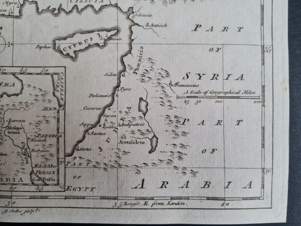 Antique 1765 Biblical Map - Voyages & Travels of St Paul - E. Mediterranean - Image 3 of 4