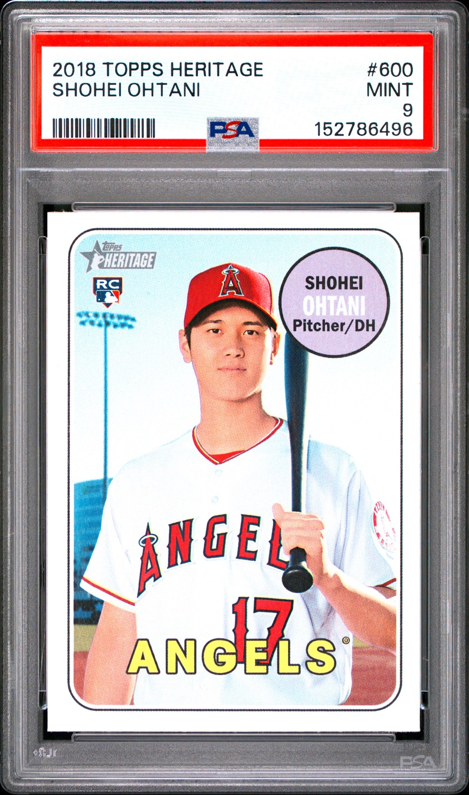 2018 TOPPS HERITAGE #600 SHOHEI OHTANI ROOKIE RC PSA 9