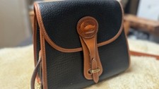 Vintage Dooney  Bourke AWL Black Tan Leather Crossbody Bag