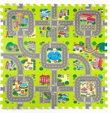 Baby Play Mats for Floor Interlocking Foam Tiles City Road Track Puzzle Mat 9pcs